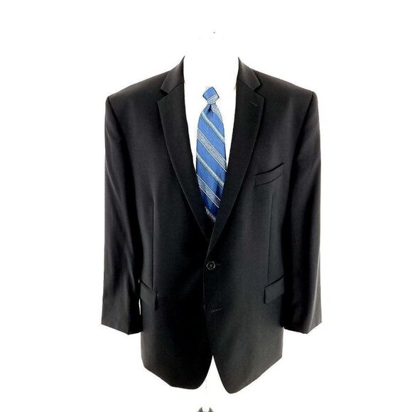Calvin Klein Wool 2 Button Blazer 42R Black Tagged 46R Has Been Tailored From Or - Picture 3 of 10